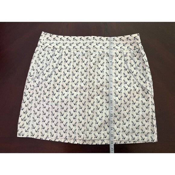 J. Crew Nautical Anchor Print Mini Skirt in White Size 8 Summer Resortwear - Picture 8 of 9